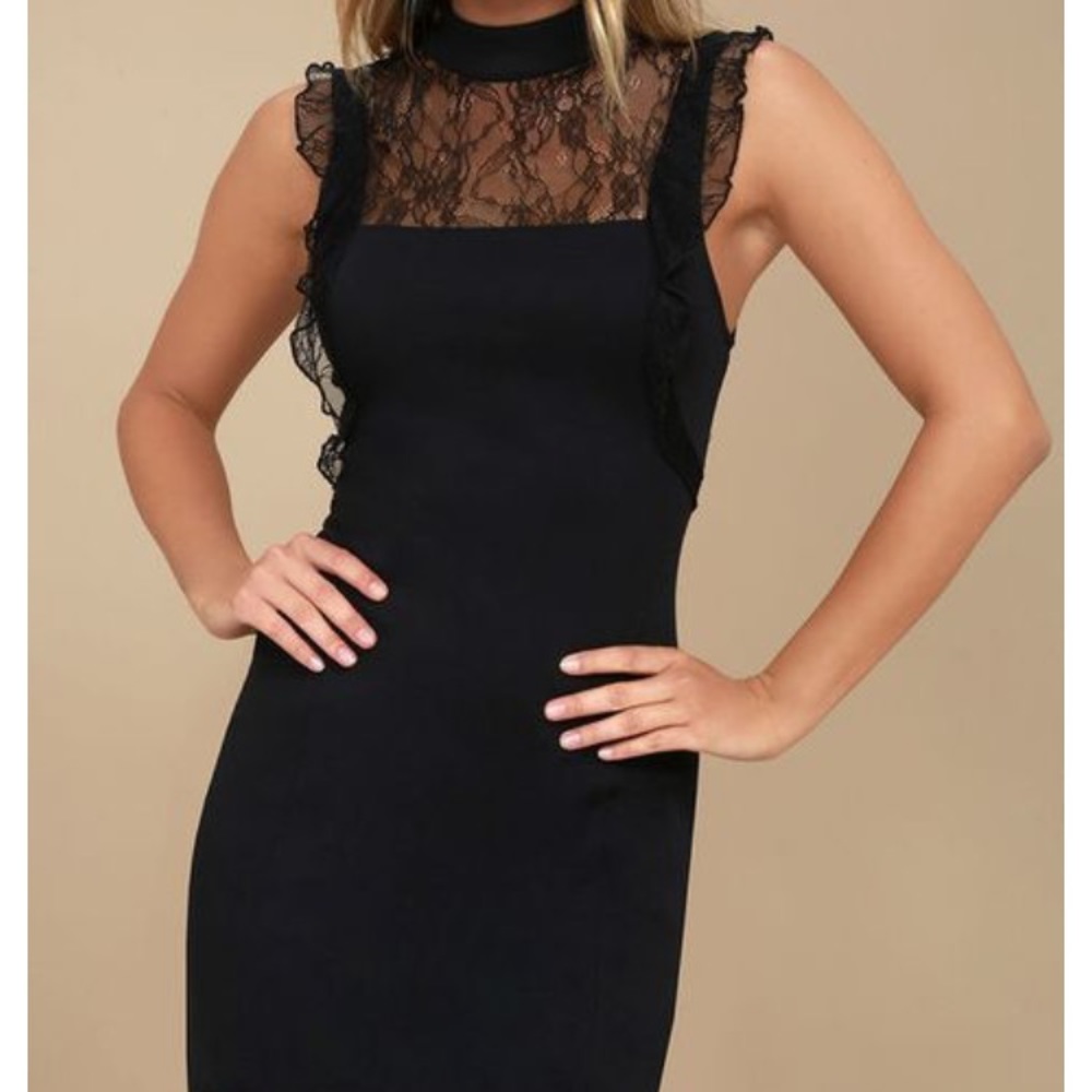 FreePeople black lace beaumont bodycon dress